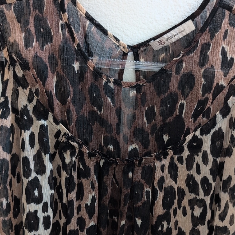 Bcbgeneration Leopard Print Pleated Top - Brown B… - image 2